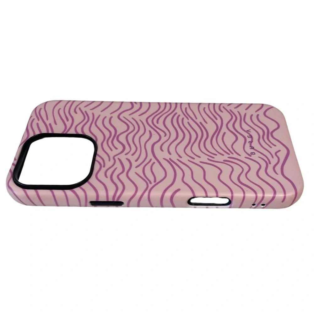 Burga iPhone 13 Pro Max Tough Case Pink Purple Wavy Line Protective Cover
